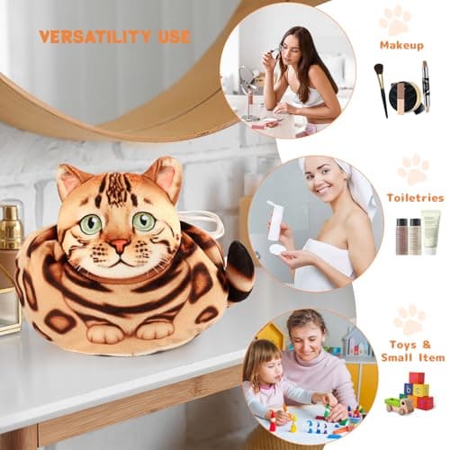 Openhaha Drawstring Travel Organizer, Cosmetic Pouch - Cat Gift, Lay Flat Makeup Bag Gifts for Cat Lovers - Thumbnail 6