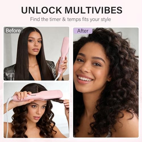 ZZR SEVEN Curling Iron Curling Wand Hair Crimper Waver, Hair Curler with Ceramic 3 Barrel for Women, Dual Voltage, Anti-Scald, Easy to Use, Pink - Thumbnail 6