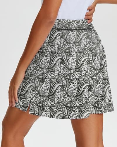 Stelle Women's Athletic Skorts 17" Golf Skirts Inner Shorts Tennis Skort with 2 Pockets Running Sports Pickleball Skirt(Black Paisley Print,XS) - Thumbnail 4