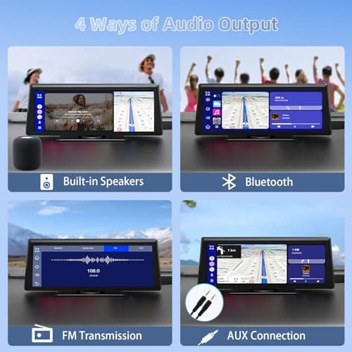 Portable Wireless Carplay Screen for Car with Dash Cam & 1080P Backup Camera, 8.1" Touch Screen Car Stereo with Apple Carplay & Android Auto, BT/FM/AUX/GPS Nav/Mirror Link/Voice Control - Thumbnail 5