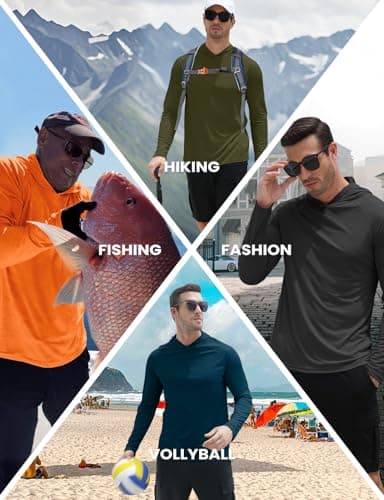 3rd hill Men's UPF 50+ Sun Hoodie UV Protection Long Sleeve Swimming Rash Guard SPF Quick Dry Fishing Hiking Shirt for Outdoor Sports Orange M - Thumbnail 5