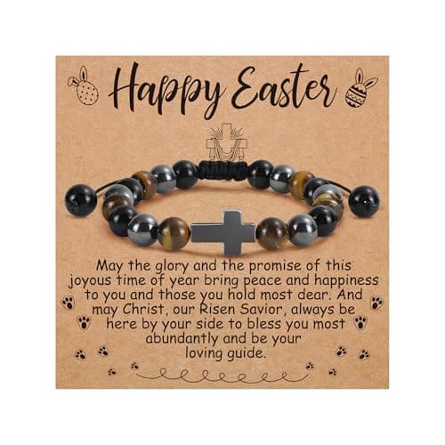 BAYLAY Easter Gifts for Teen Boys Men - Easter Basket Essentials Stuffers Fillers for Teens Boys Cross Bracelet for Boy Religious Christian Gift - Image 1