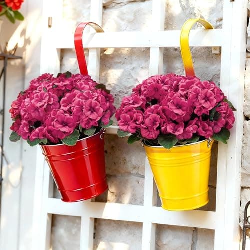 Karlliu Artificial Geranium Flowers for Outdoors: 6 PCS Realistic UV Resistant Faux Red Geranium Silk Flowers for Outdoor Planters Fade Proof Garden Fake Flowers Decor for Outside Porch - Rose Red - Thumbnail 5
