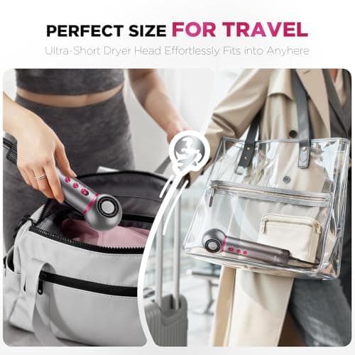BABONIR Travel Hair Dryer for Women, Lightweight Compact Blow Dryer, 360° Rotatable Head, 110,000 RPM High-Speed Ionic Hair Dryer with Diffuser & Concentrator, Portable Hair Dryer for US Travel & Home - Thumbnail 6