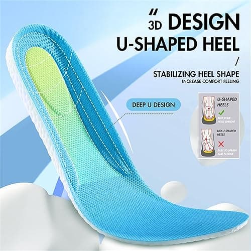 XINIFOOT 3 Pairs Breathable Shock Absorption Sport Shoe Insoles for Men&Women Elastic Soft Running Shoes Pad Replacement Insole (M Men 7-8.5 / Women 9-10.5) - Thumbnail 4