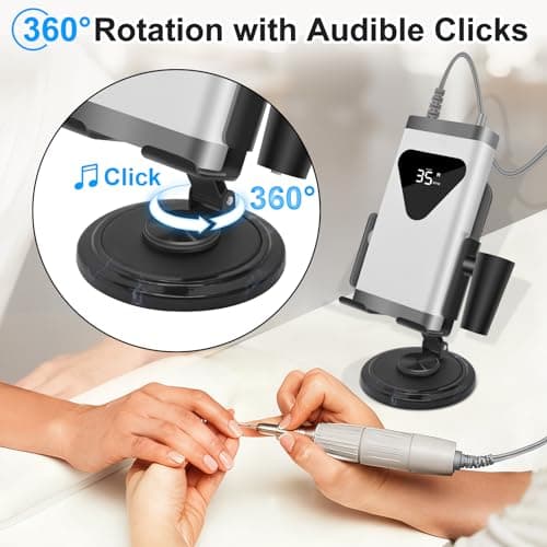 Diesisa Nail Drill Machine Holder - Nail Drill Holder Stand - 360° Rotatable - with Pen Holder - Portable Nail Desk Organizer - Professional Manicure Tool Organizer for Nail Techs Salon & Home Use - Thumbnail 3