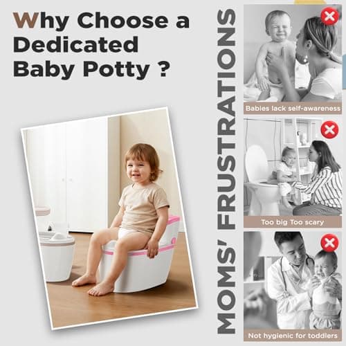 3-in-1 Toddler Potty Training Toilet with Flushing Sound, Wipes Storage & Toilet Paper Holder, Realistic Potty Chair with Detachable Seat and Easy-Clean Design for Boys & Girls Ages 18+ Months (Pink) - Thumbnail 3