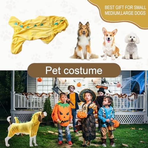 NACOCO Halloween Dog Dinosaur Costume - Pet Clothes Design Hoodie Yellow for Medium & Large Dog(Yellow, L) - Thumbnail 5