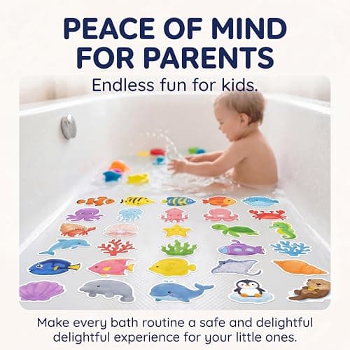 Anki HappiGo Non Slip Bathtub Stickers, 30PCS Sea Creature Anti Slip Bath Tub Treads, Adhesive Waterproof Decals for Toddler Bath & Shower Safety with Scraper - Thumbnail 3