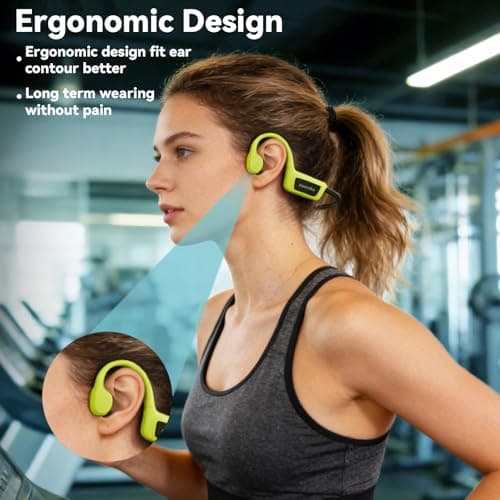 sunvito Bone Conduction Swimming Headphones, IPX8 Waterproof Open-Ear Sports Headphones with Built-in MP3 Player, Bluetooth 5.4 for Swimming, Running & Gym, Green - Thumbnail 3