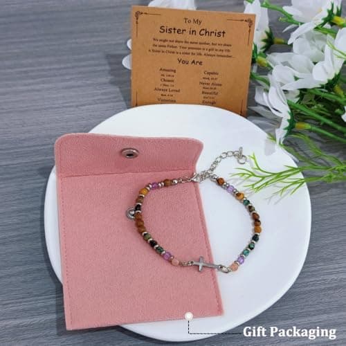 OVIFICEA Cross Bracelet for Women, Christian Gifts for Sister in Christ, Friendship Bracelets for Best Friend,Daughter,Granddaughter, Niece, Mom on Birthday Christmas Baptism Easter Graduation - Thumbnail 4