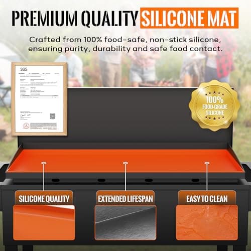 36'' Silicone Griddle Mat for Blackstone - Heavy-Duty Food-Grade Griddle Cover & Full Surface Protection, Waterproof, Rust & Dust-Proof, Essential Blackstone Griddle Accessories for Outdoor BBQ - Thumbnail 3