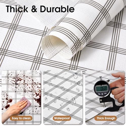 Beautysaid Shelf and Drawer Liner for Kitchen Cabinet, Non Adhesive Non Slip Shelf Paper Waterproof Washable Thickened for Dresser Pantry Shelve Bathroom Protector Liner(Plaid,12 in x 10 FT) - Thumbnail 4
