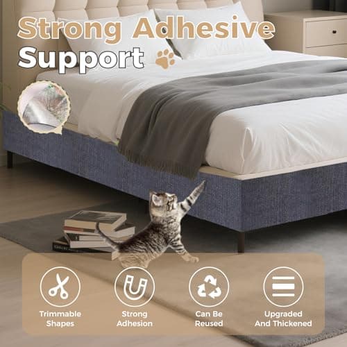 huraty 2 Pcs Cat Scratching Mat, Trimmable Cat Scratchers Furniture Protector Scratching Pad Cover Replacement for Cat Climbing Post Tree Sofa Couch Wall, Beige 78.7"x15.8" - Thumbnail 4