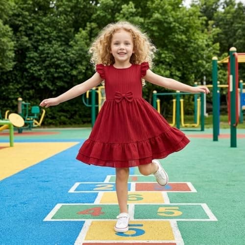 Mariy Riseni Flower Girl Dress Summer Ruffle Sleeve A-Line Bow Toddler Girls Wedding Birthday Party Dress Size 5-12Y - Thumbnail 5