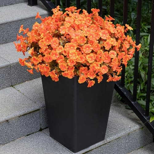 Nigirior Artificial Fake Mums for Outdoor 16 Bundles Fall Orange Morning Glory for Halloween Decorations - Thumbnail 5