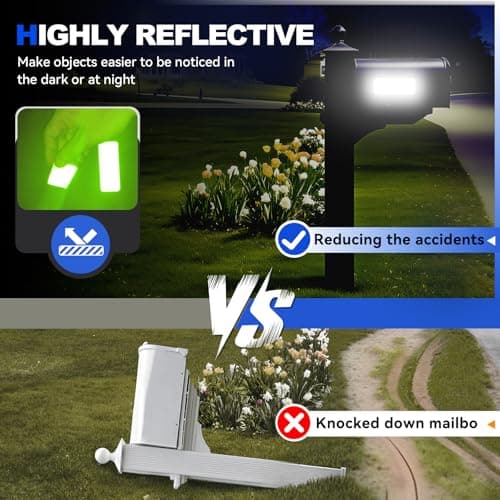 Cosygo 20 Pcs Super Reflection Reflective Stickers, 3.15" X 1.18" Outdoor Waterproof White Safety Reflective Tape for Car Bike Mailbox Helmet - Thumbnail 2