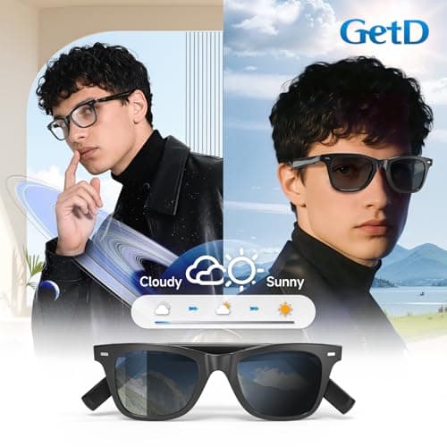 GetD 2026 AI Glasses for Men & Women, Smart Glasses Powered by ChatGPT, AI Real-time Translation with 145 Languages, 11H Music Play, Bluetooth Glasses with Photochromic Lens for Daily Use, Travel - Thumbnail 5