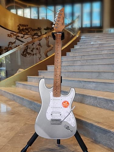 Bullstar Solid Body Electric Guitar Kit -39in Starter Guitar Kit with Metallic finish, Guitar Case, Amplifier Gig Bag, Strings, Strap, Cable, Picks(Silver) - Thumbnail 5