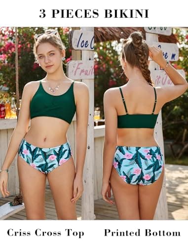 Seanrui Girls Bathing Suits Size 7-8 Two Piece Swimsuit with Girls Bikini Set Swimwear for Kids - Thumbnail 2
