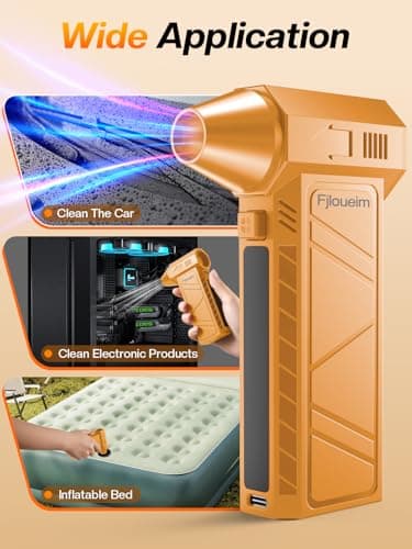 Fjloueim Electric Air Duster, 130,000RPM Compressed Air Duster Rechargeable with 4-Speed Settings, Mini Turbo Jet Fan Blower Portable USB-C for Keyboards PC Electronics Cars（Orange） - Thumbnail 6