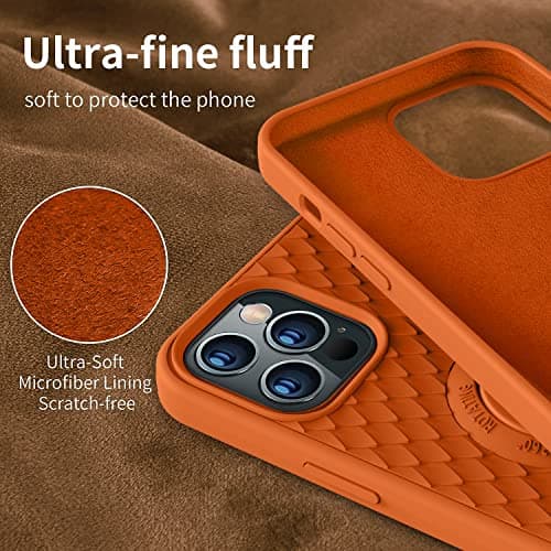 TISOOG Compatible with iPhone 13 Pro Case [Cute Dragon Scale Series] with Soft Anti-Scratch Microfiber Lining & Ring Kickstand,Silicone Full Body Protective Case for iPhone 13 Pro-Bright Orange - Thumbnail 3