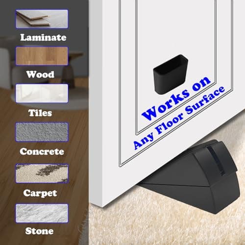HOOFUS Adjustable Spring Large Door Stop,Heavy Duty Tall up to 3.14 inches Wedge Door Stoppers for Bottom of Door,Stainless Steels Door Holder (Black Brushed, 2 Pack) - Thumbnail 5