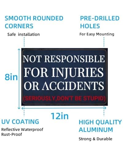 Carastora Funny Metal Tin Sign – Vintage Wall Decor for Garage, Bar, Man Cave, or Workshop, Humorous Warning Style Plaque, 12x8 Inch - Thumbnail 6