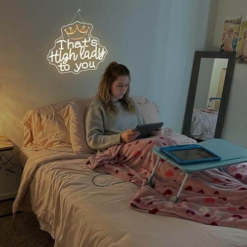 Women Neon Sign Thats High Lady to You Neon Signs for Wall Decor Girl Led Lights Warm White Crown Light Up for Living Room Bedroom Party Girly Room Beauty Salon Makeup Decoration Girls Gifts - Thumbnail 2