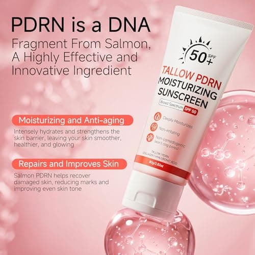 Beef Tallow Sunscreen with Non-Nano Zinc Oxide, Mineral Sunscreen SPF 50 for Face and Body, Salmon PDRN Sunblock Moisturizing Sun Screen for Sensitive Skin & Kids, 2.82 OZ (80g) - Thumbnail 6