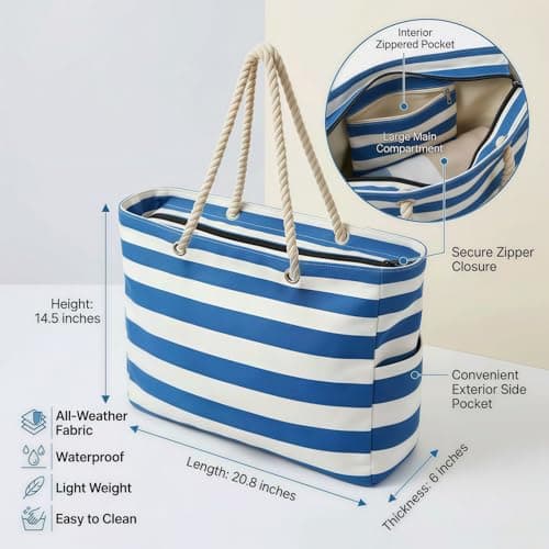 NYLGOXITK Personalized Embroidered Beach Bag, large waterproof crossbody bag with zipper designed for women, ideal gift for beach, pool and travel - Thumbnail 4