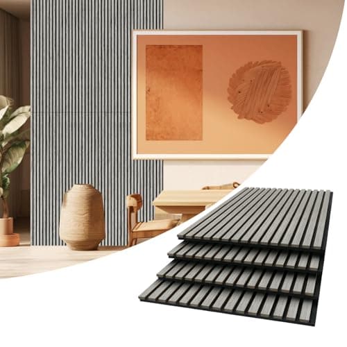 AKUMAX Acoustic Wall Panels for Bedroom Living Room, 2 Pack Wood Panel for Wall, 31 ft² Real Wood Veneer Extra Thick 3D Slat Wall Panels 47.2 x 23.6, Decorative Sound Absorbing Panels(Grey Oak) - Image 1