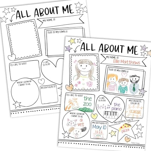 Hadley Designs All About Me Posters Elementary - 20 Star Student Poster, All About Me Posters Preschool & Kindergarten Must Haves, Star of The Week Poster Elementary Classroom Decor, Teacher Supplies - Image 1