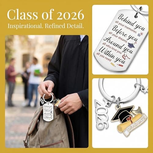 Hyloxs 2026 Graduation Keychain, Bulk Party Favors Souvenir for High School and College Students, Inspirational Gift for Him or Her (Silver-Believe you) - Thumbnail 3