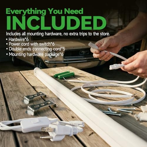 Zi-ZOHNSON 6 Pack Dimmable 4FT Led Shop Lights,30W T8 Integrated LED Tube Light,3000-6500K Tunable,4500LM W Frosted Cover,High Output,Linkable,Plug and Play Lights for Workshop,Garage,Basement,Barn - Thumbnail 6