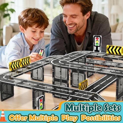 IGIVI Magnetic Tiles Road Expansion Pack, STEM Magnet Building Blocks for Toddler Kids Toys, Montessori Educational Toys for 3+ Year Old Boys & Girls, Creative Toy Gifts for Kids - Thumbnail 6