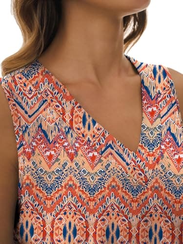 GKBK Womens Tank Tops Casual Loose Fit Spring Summer V Neck Outfits Sleeveless T Shirts Trendy Boho Cute Basic Business Dressy Clothes Fashion 2026 Boho Floral L - Thumbnail 6