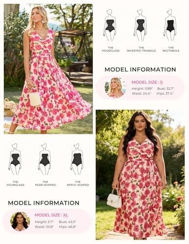 GRACE KARIN Women's Summer Sleeveless Maxi Dress V Neck Floral Wedding Guest Dress Beach Vacation Clothes Pink Floral XL - Thumbnail 6