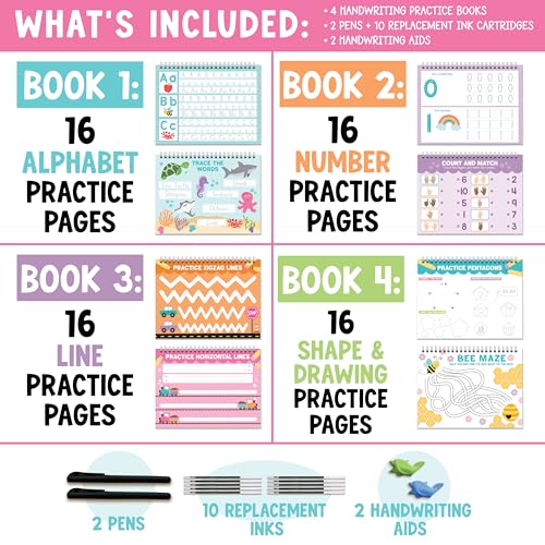 Hadley Designs Magic Grooved Writing Practice for Kids- Preschool Learning Activities, Letter Tracing for Kids Ages 3-5, Magic Book Handwriting Practice, Kindergarten Workbooks, Pre K Graduation Gifts - Thumbnail 3