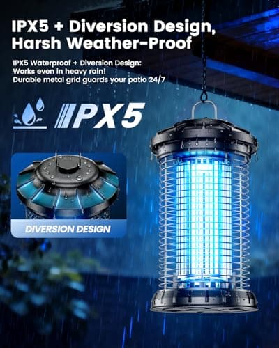 ZammingZap Bug Zapper for Outdoor, 4200V Smart High Voltage with Dual-Wavelength UV, CO2 Mimic, IPX5 Waterproof Insect Trap for Patio, Backyard, Garden - Thumbnail 5