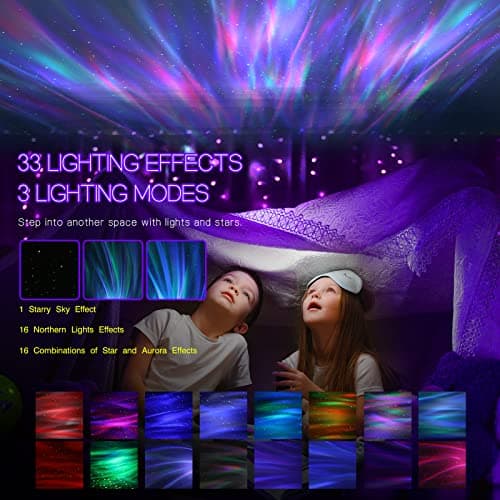 Northern Galaxy Light Aurora Projector with 33 Light Effects, Night Lights LED Star Projector for Bedroom Nebula Lamp, Remote Control, White Noises, Bluetooth Speaker for Parties(White) - Thumbnail 3