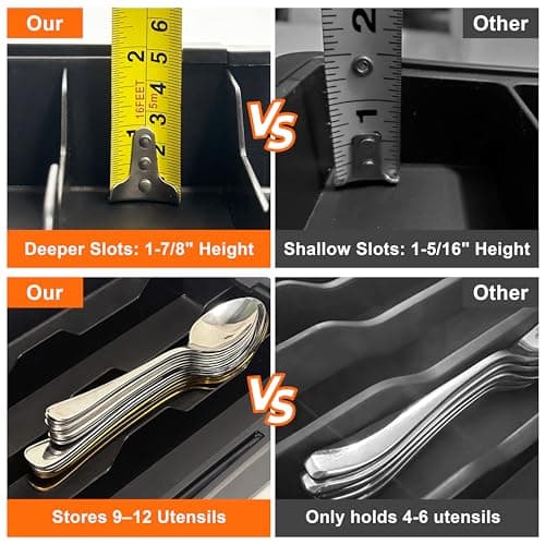 Spaclear Silverware Organizer - Expandable Kitchen Drawer Organizer, Utensil Drawer Organizer, Adjustable Plastic Flatware and Cutlery Holder, Kitchen Organizers Storage for Forks Knives, Black - Thumbnail 4