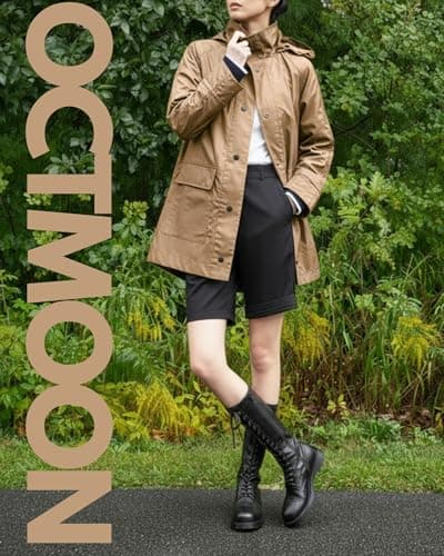 Women’s Lightweight Rain Coat, outdoor coat – Waterproof Raincoat Jacket with Hood, Classic Button-Up Trench Coat for Women, Stylish PU Coated Rain Gear with Detachable Shoulder Decor-（Camel）L - Thumbnail 2