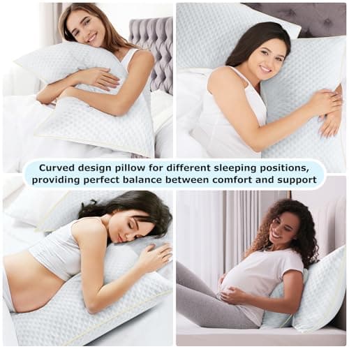 Sofslee King Size Pillows Set of 2 for Neck and Shoulder Pain, Adjustable Firmness Shredded Memory Foam Pillow King for Side Sleeper, Cooling Curved Kingsize Pillows with Washable Cover - Thumbnail 6