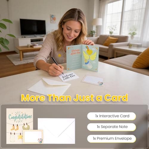 mountova Musical Baby Shower Card – Pop Up Baby Shower Cards with Sound & Light for Girl and Boy - Cute New Baby Card for New Parents, Blank NoteCard and Envelope Included - Thumbnail 5