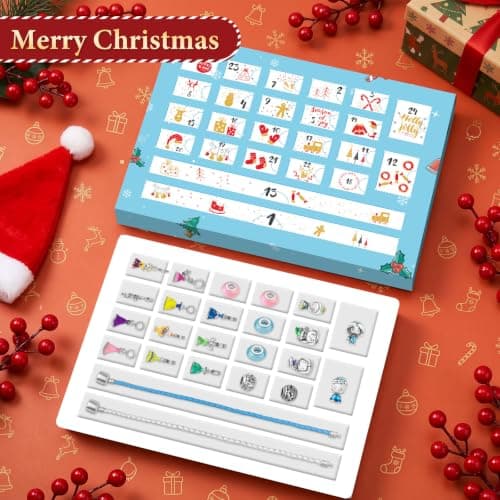 Princess Advent Calendar 2026 Teen Girls, 24 Days of Christmas Countdown Calendar with 2 DIY Bracelets and 22 Charms, 6-18 Year Old Girl Christmas Gift Ideas - Thumbnail 2