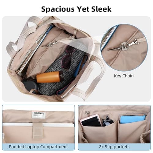 Laimeiwee Tote Bag for Women, Lightweight Gym Travel Bags with Yoga Mat Strap, Wet Pocket, Shoe Bag & Cosmetic Pouch, 3-PC Set Versatile Tote for Workout Fitness Pilates Swimming Work Stylish Handbag - Thumbnail 4