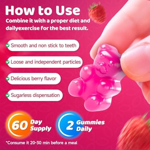 Magnesium glycinate 400mg Gummies ，High Absorption Magnesium Glycinate- Sugar Free Vegan Gummies for Adults with Vitamin D3, Zinc - Sleep, Stress ，Bone & Memory Support - 60 Count Raspberry - Thumbnail 6