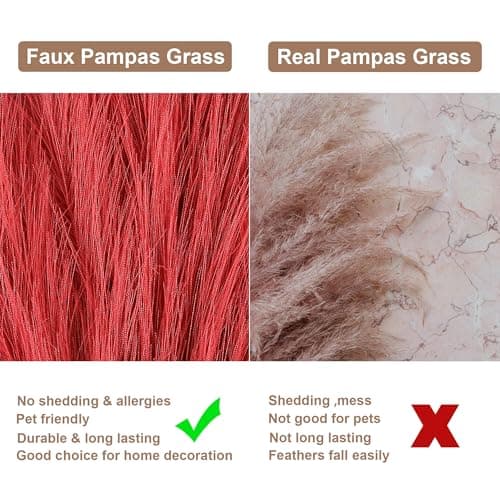 Acfruits Burgundy Pampas Grass Small, 30 Pcs 17" Faux Pampas Grass Short Decor, Pompas Grass Flower Arrangement and Vase Filler for Boho Home Wedding Decoration - Thumbnail 4
