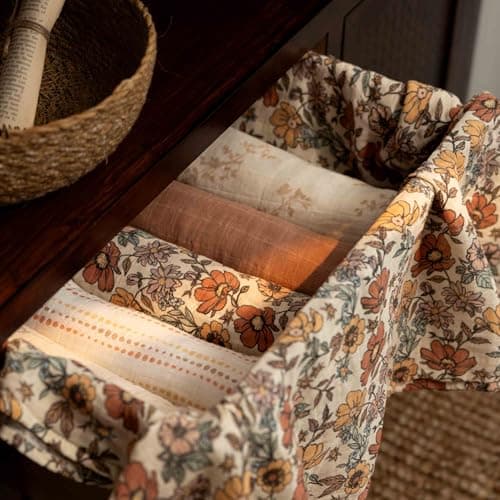 CIVARUA KIDS Muslin Swaddle Blankets for Newborn, 4 Pack Cotton Baby Blanket, Large 31.5 x 43.3 inch Breathable Soft Receiving Blanket, Essentials Swaddle Wrap Burping Clothes, Vintage Flowers - Thumbnail 6